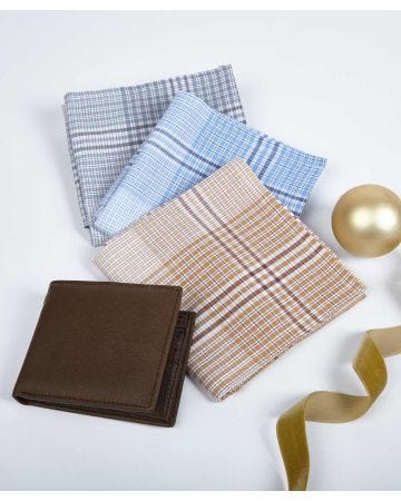 Leather Wallet & Hankies Set