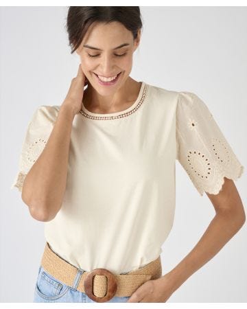 Broderie Anglais Detail T-shirt 