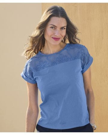Lace Detail Short Sleeve Top