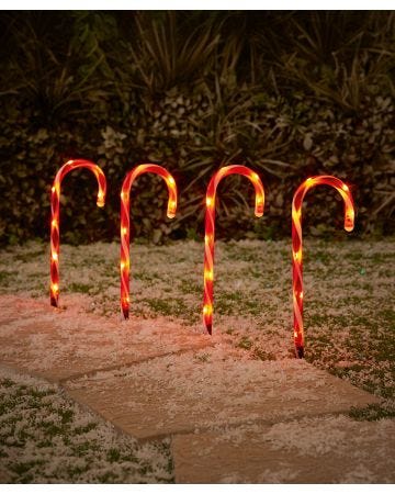 Set of 4 Candy Cane Path Lights