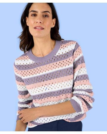 Pointelle Stripe Jumper