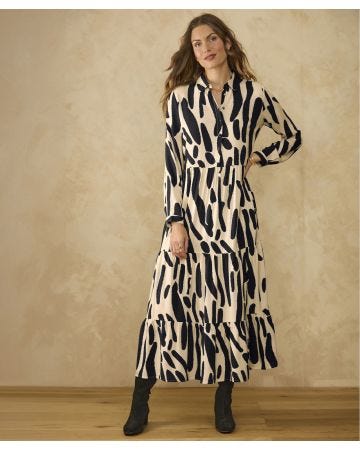 Tiered Monochrome Print Dress