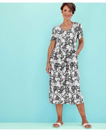 Printed Jersey Short Sleeve Dress