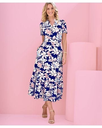 Printed Jersey Frill Hem Dress 