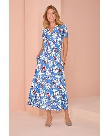 Printed Jersey Frill Hem Dress
