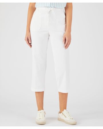 Crop Cotton Rich Pull-on Trousers