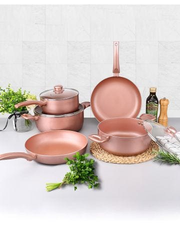 Set of 5 Rose Gold Cookware set