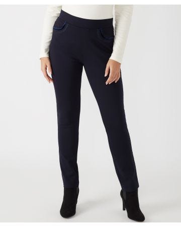 First Avenue Velvet Detailed Ponte Leggings