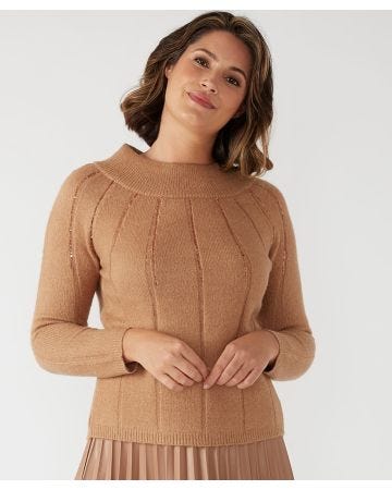 First Avenue Boat Neck Sequin Jumper