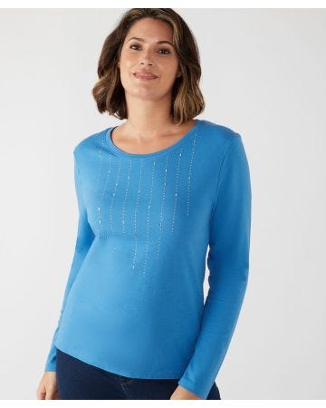 First Avenue Heatseal Neck Detail T-shirt