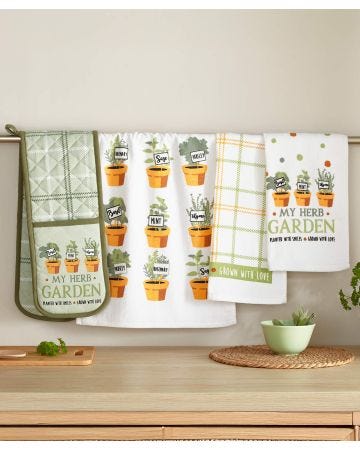 Herb Garden Oven Mitt & Tea Towel Set