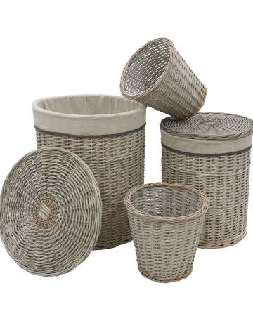 4 Round Willow Laundry Baskets & Bins