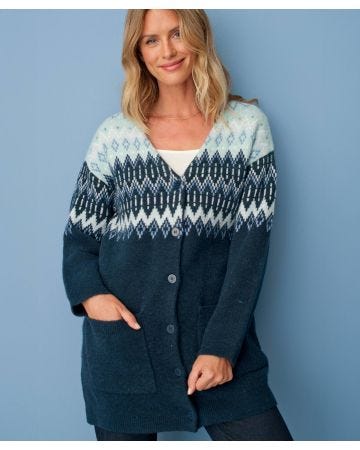Thermolactyl Longline Fairisle Cardigan