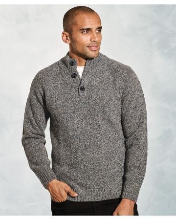 Brook Taverner Nep 3gg Raglan Sleeve Button Neck 
