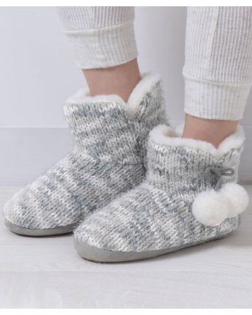 Totes Ladies Knitted Boot Slippers