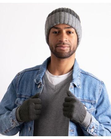 Totes Mens Chunky Knitted Hat & Gloves Gift Set