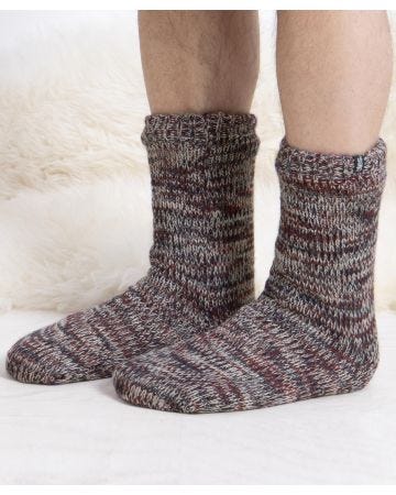 Totes Toasties Mens Chunky Twist Sherpa Lined Slipper Socks