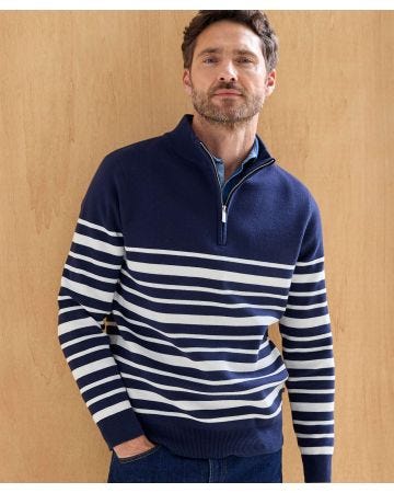 1/4 zip Stripe Jumper