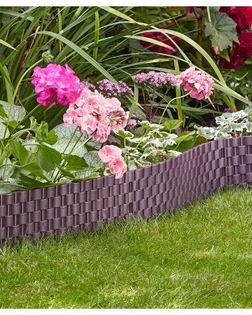Pack of 4 Flexible Faux Rattan Garden Edging Strips