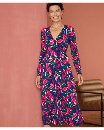 Graphic Print Jersey Wrap Dress 