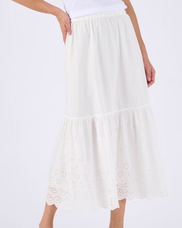 Broderie Anglaise Frill Trim Skirt 