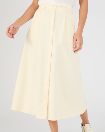 Button-through Cotton Rich Skirt