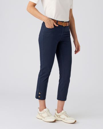 Cropped Button Detail Trousers 