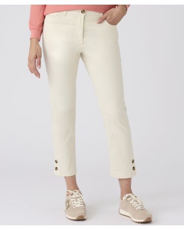 Cropped Button Detail Trousers 