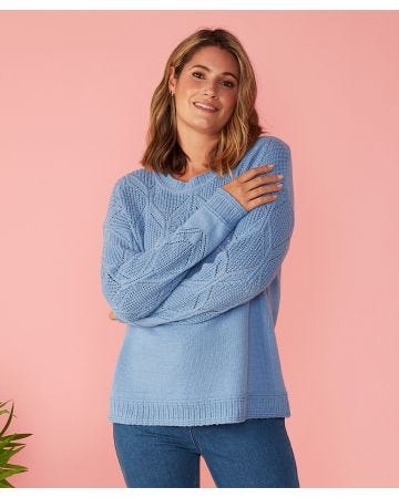 First Avenue - Lace pointelle Yoke and Shoulder Jumper