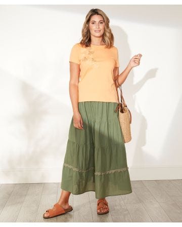 First Avenue - Plain Cotton Tiered Skirt