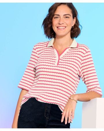 Textured Polo Top
