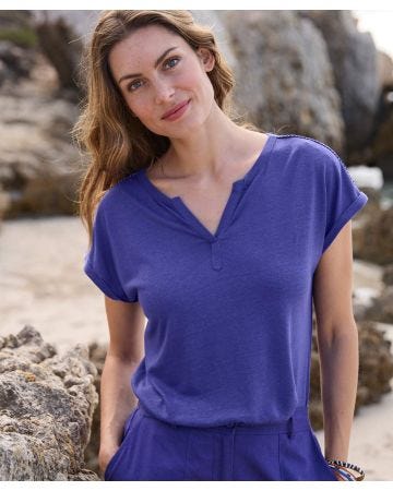 Braid Trim Linen Rich Top 