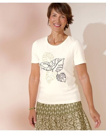 Embroidered Print T-shirt 