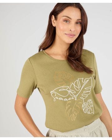 Embroidered Print T-shirt 