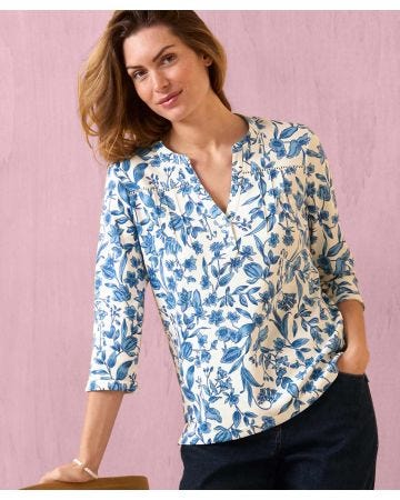 Pintuck Detail Cotton Top