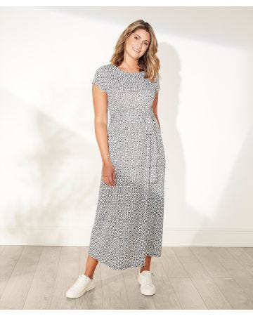 First Avenue - Midi Slash Neck Dress with Rope Belt