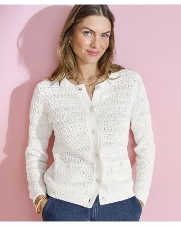 Pointelle Cotton Rich Cardigan