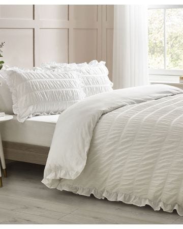 The Catherine Lansfield Loft Seersucker Frill Duvet Set