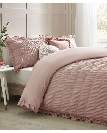 The Catherine Lansfield Loft Seersucker Frill Duvet Set