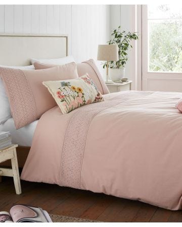 Catherine Lansfield Timeless Broderie Anglaise Duvet Set.
