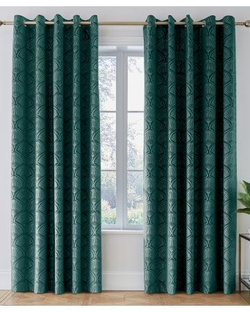 Catherine Lansfield Signature Collection Damask Jacquard Eyelet Curtains
