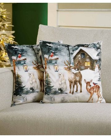Pack of 2 Winter Forest Cushion Covers