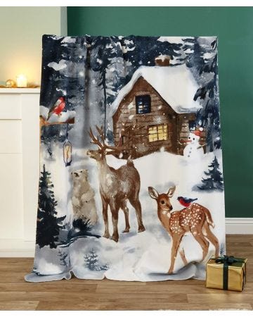Pack of 2 Winter Forest Fleece Throws