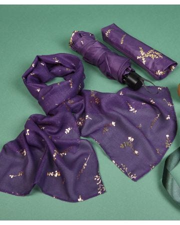 Umbrella with printed foil scarf