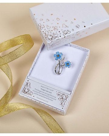 Forget Me Not Elegant Silver Plated Brooch