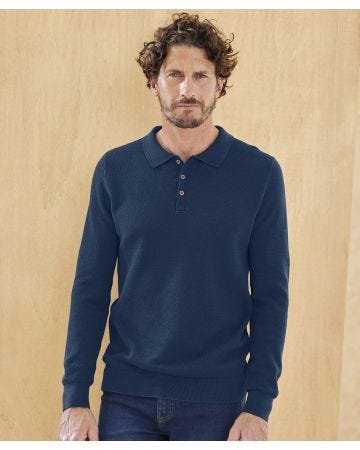Textured Polo Style Sweater