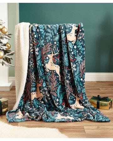 Winter Stags Sherpa Throw 