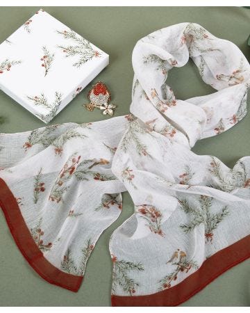 Robins Scarf & Brooch Set