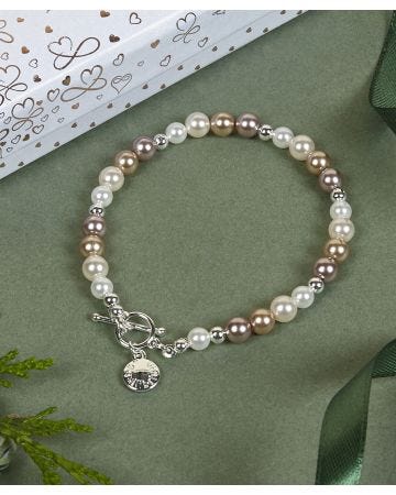 Silver Plated Faux Pearl Bracelet