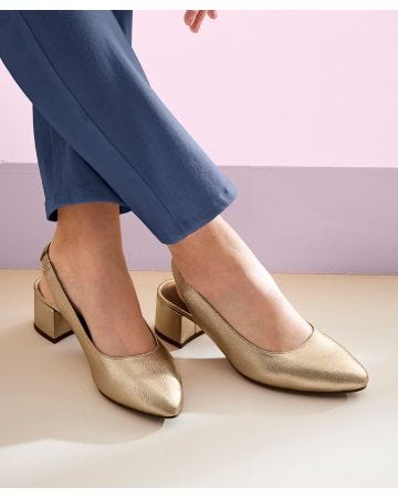 Metallic Slingback Court Shoe